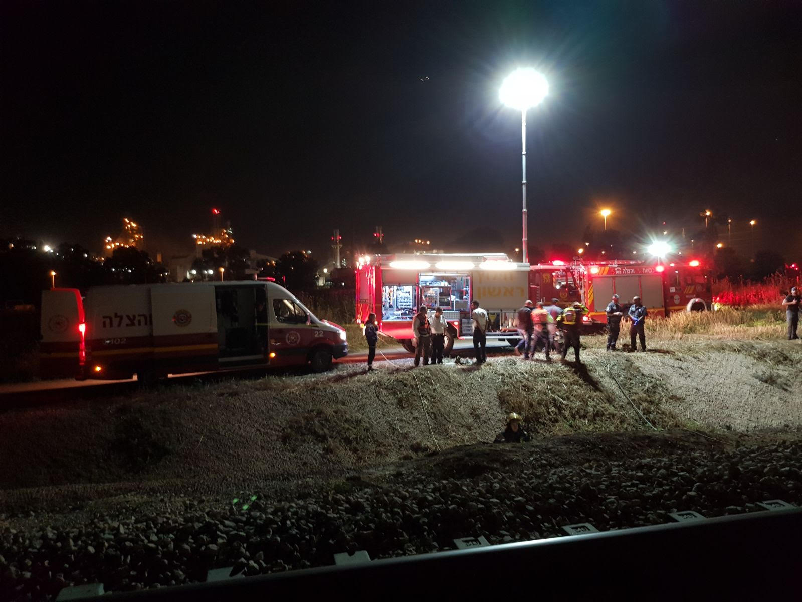 مصرع شخصين واصابة شخصين بجراح خطيرة بحادث بين سيارة وقطار في الرملة